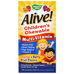 Nature's Way, Alive! Дитячі жувальні мультивітаміни зі смаком апельсина і ягід, 120 жувальних таблеток