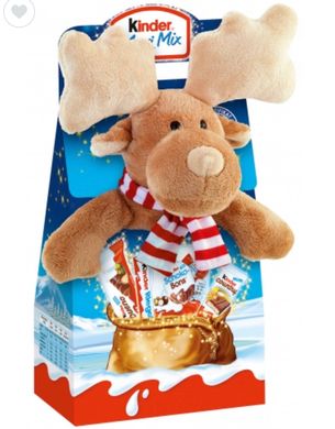 Новорічний подарунок солодощі та м'яка іграшка Kinder Maxi Mix 133g