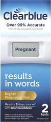 Цифровий тест на вагітність Clearblue із зворотним відліком, 2 шт. в упаковці