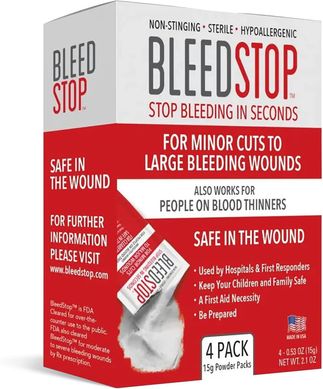 Гемостатичний порошок BleedStop First Aid Powder 4*15 gr