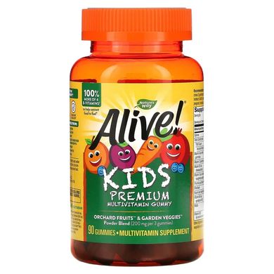 Детские мультивитамины Nature's Way, Alive! "Kids Premium Multivitamin Gummy" со вкусом фруктов (90 конфет)