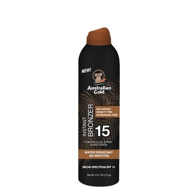 Australian Gold Sunscreen Instant Bronzer SPF15 - Солнцезащитный спрей для загара с бронзатором