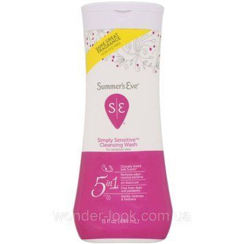 Summer's Eve, Очищающее средство 5 in 1, Simply Sensitive, 444 мл для интимной гигиены
