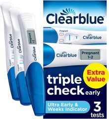 Clearblue тест на вагітність 3 шт. Pregnancy Test Ultra Early Triple-Check & Date Combo Pack